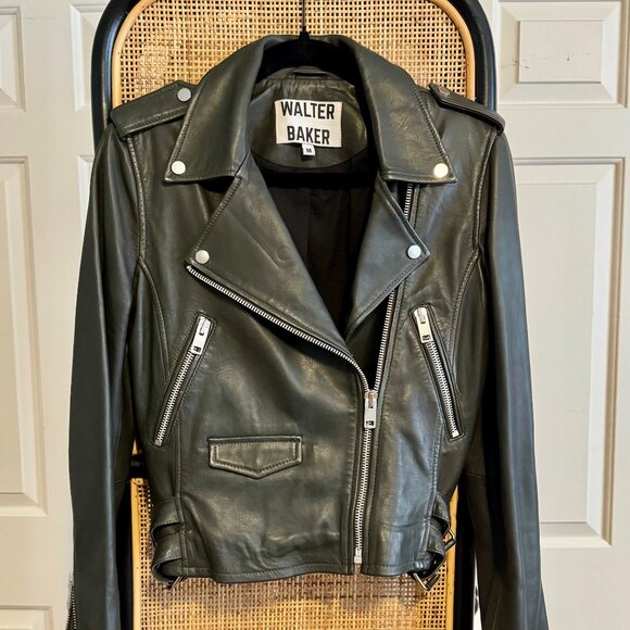 Walter Baker | Biker Jacket | Dark Green | Medium - Picture 2 of 4